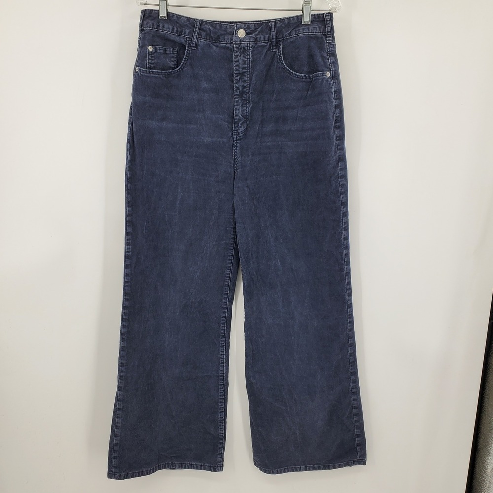 Pilcro Anthropologie Womens High Rise Wide Leg‎ Corduroy Pants Blue / Grey 31
